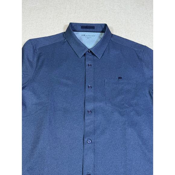 7Diamonds Men XL Blue Oxygenate Short Sleeve Button Up Stretch Performance Top - Picture 5 of 7